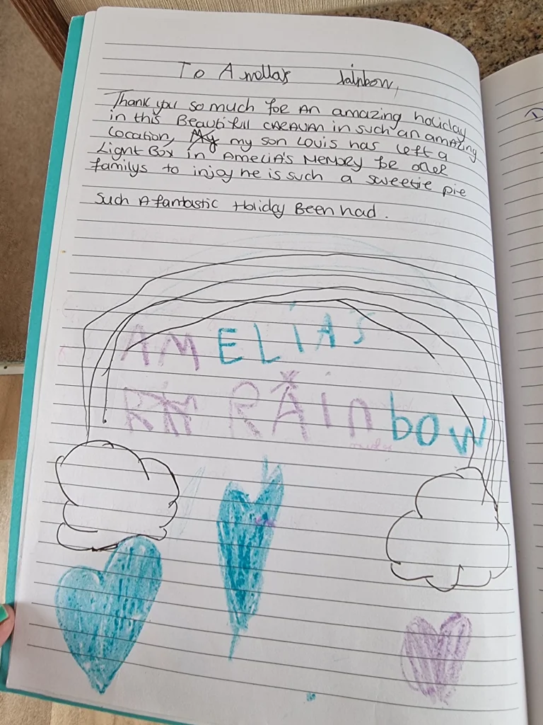 Amelia's rainbow thank you message